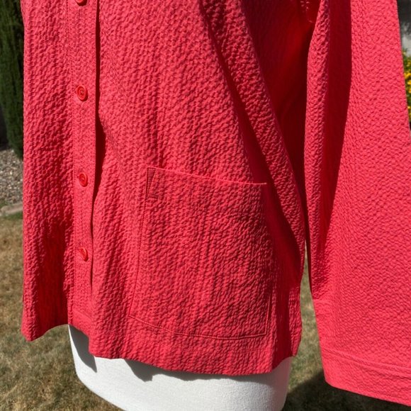 Eileen Fisher Mandarin Collar Jacket Top Blouse Orange Organic Cotton NWT - Picture 5 of 12